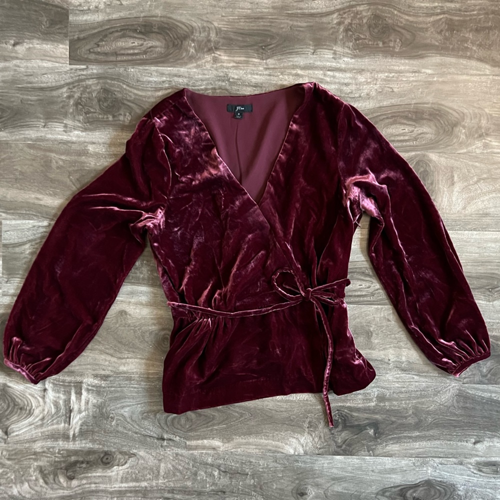 J. Crew Burgundy velvet blouse size 6
